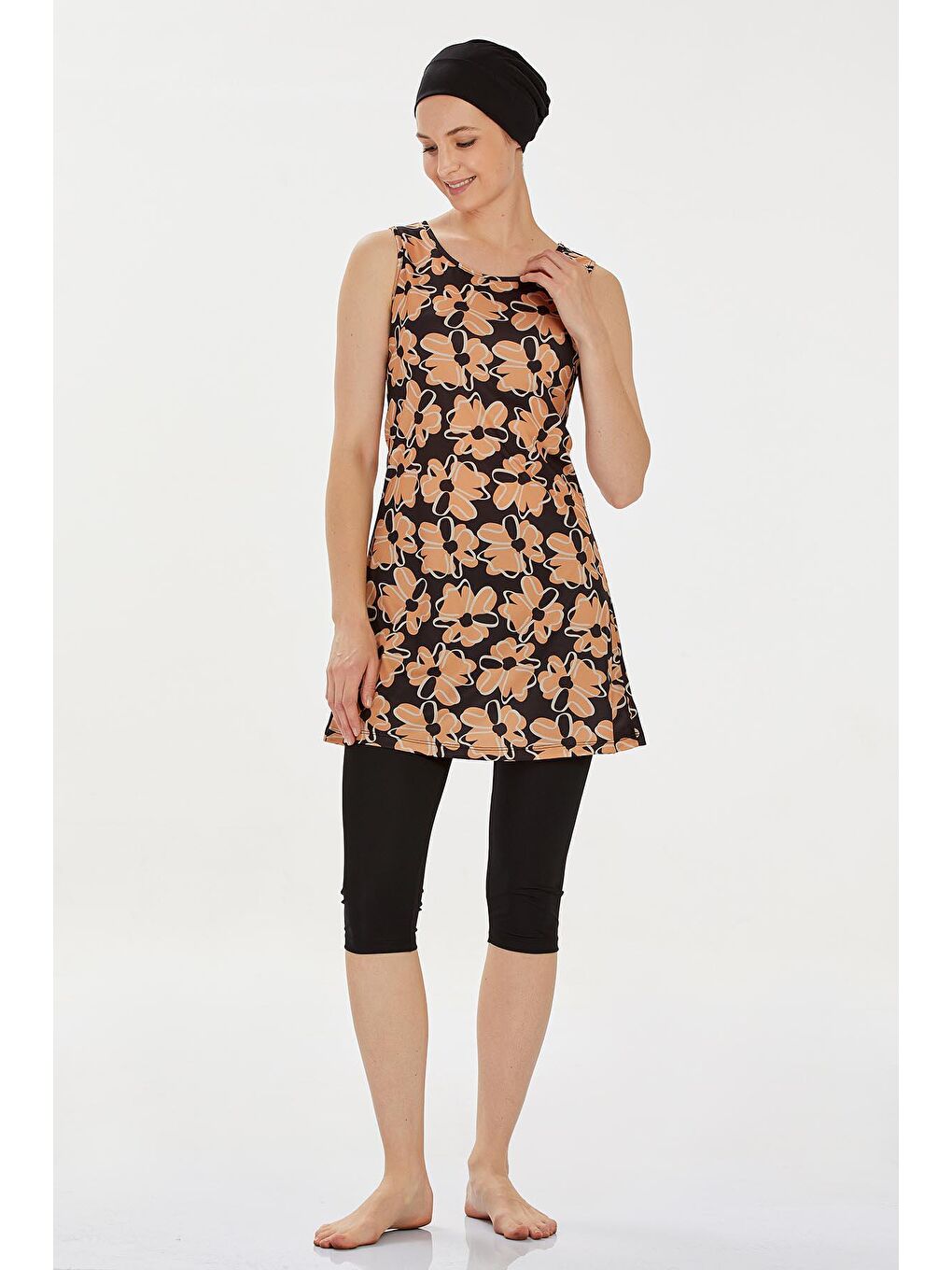 Sıfır Kol Yarı Kapalı Mayo Freyja 9314 Siyah-3