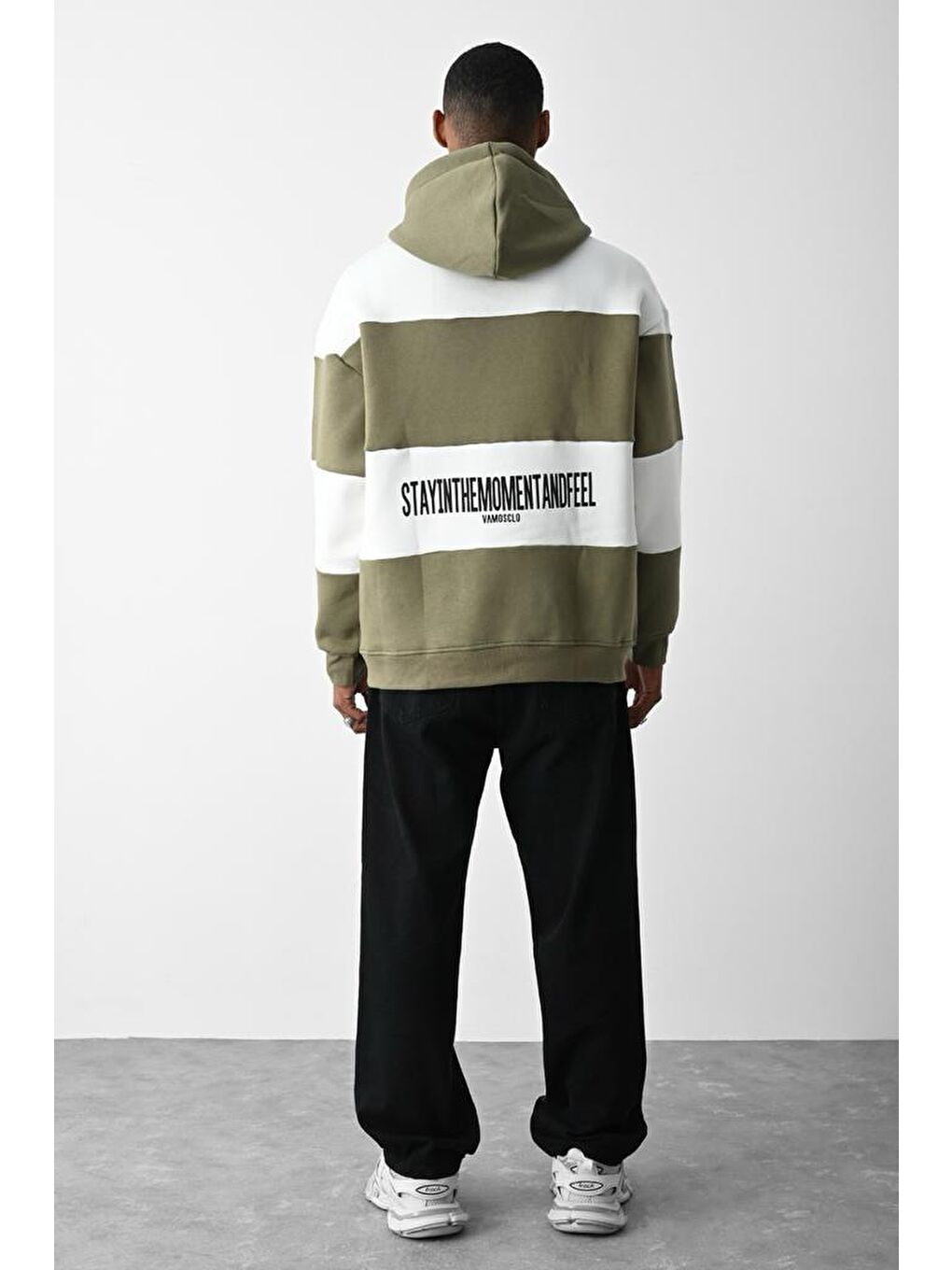 VAMOSCLO Haki Kapüşonlu Oversize Sweatshirt - 3