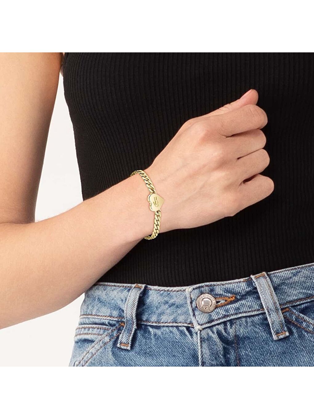 Sarı LACJ2040464 Kalpli Kadın Bileklik-3