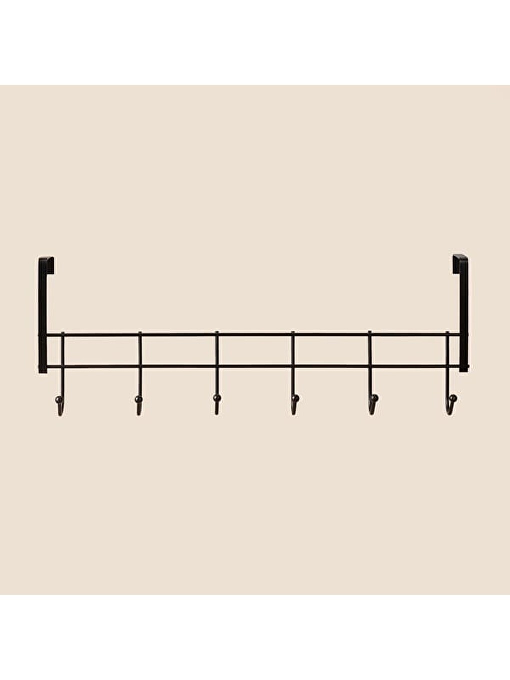 Karışık 6'lı Kapı Arkası Askı - Siyah - 18x49 cm