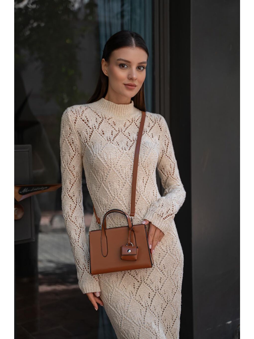 Kahverengi Safiano Küçük Shopper Kadın Çanta - Taba-2