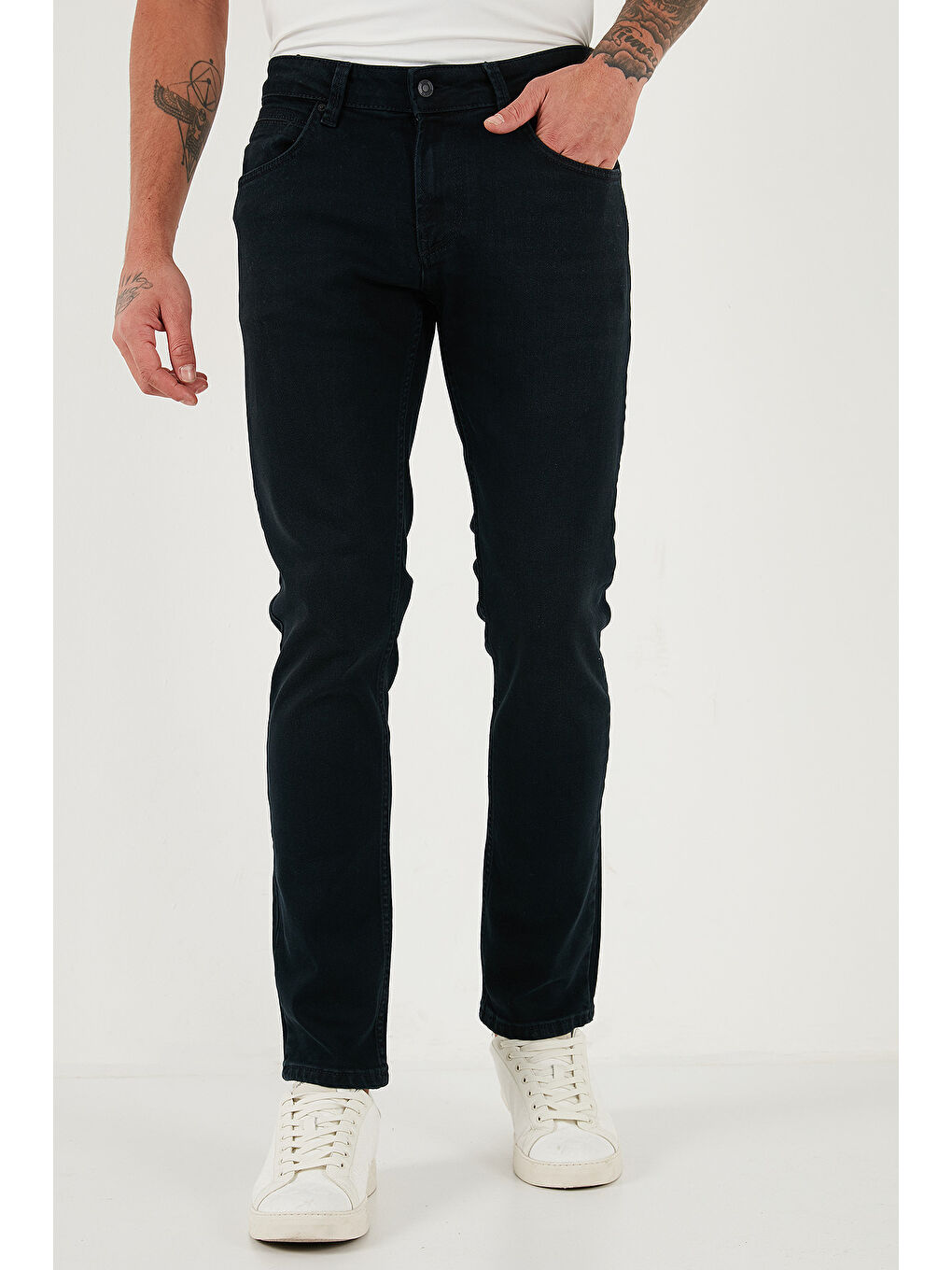 Lacivert Pamuklu Normal Bel Regular Fit Boru Paça Jeans 2211C05PARMA-1
