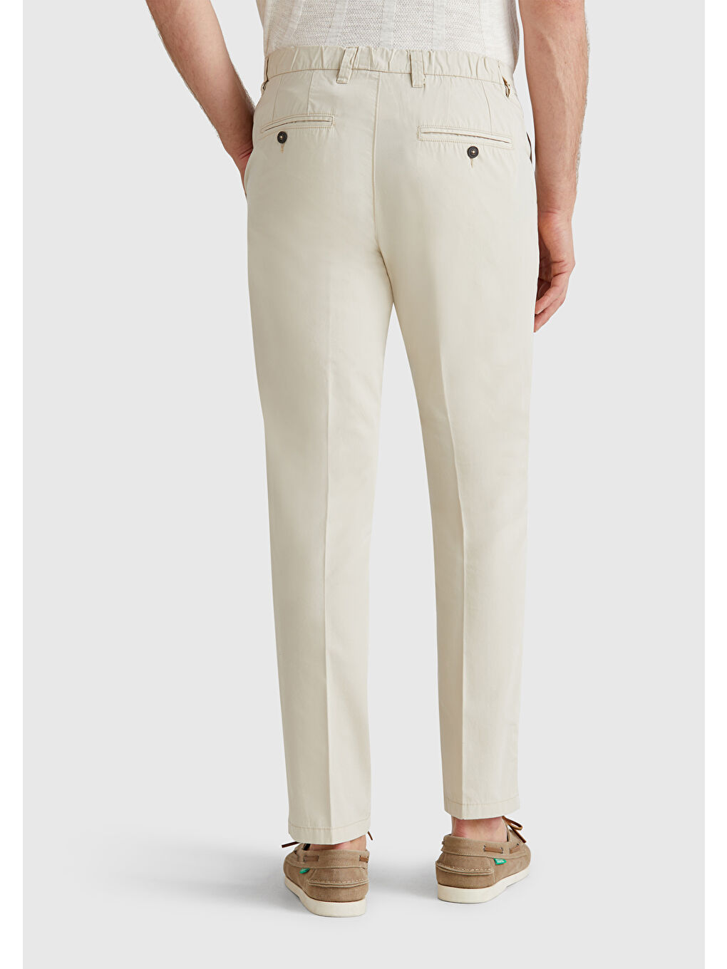 Bej Erkek Taş Rengi %100 Pamuk Paraşüt Kumaş Slim Fit Chino Pantolon-2