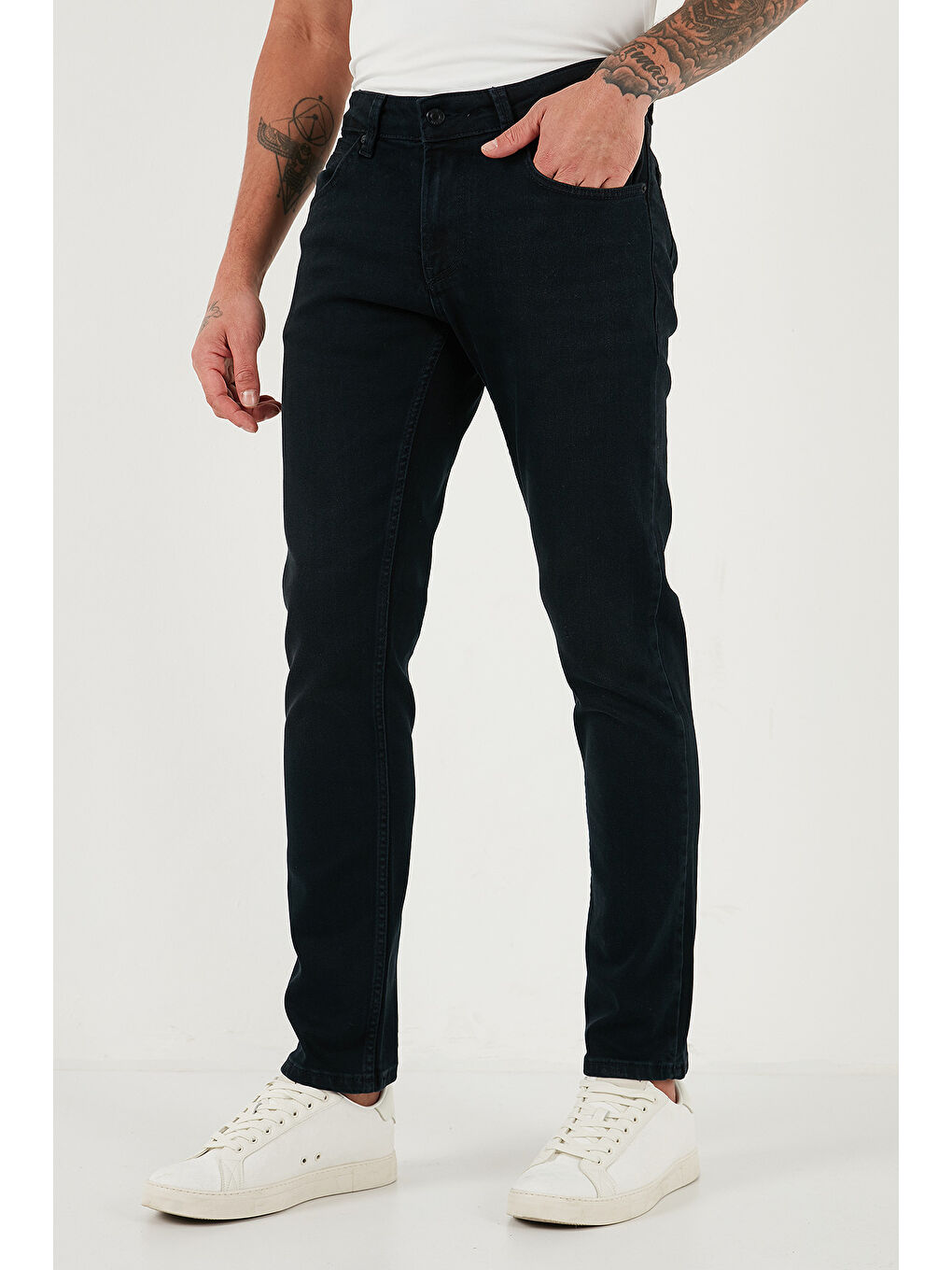 Lacivert Pamuklu Normal Bel Regular Fit Boru Paça Jeans 2211C05PARMA-2