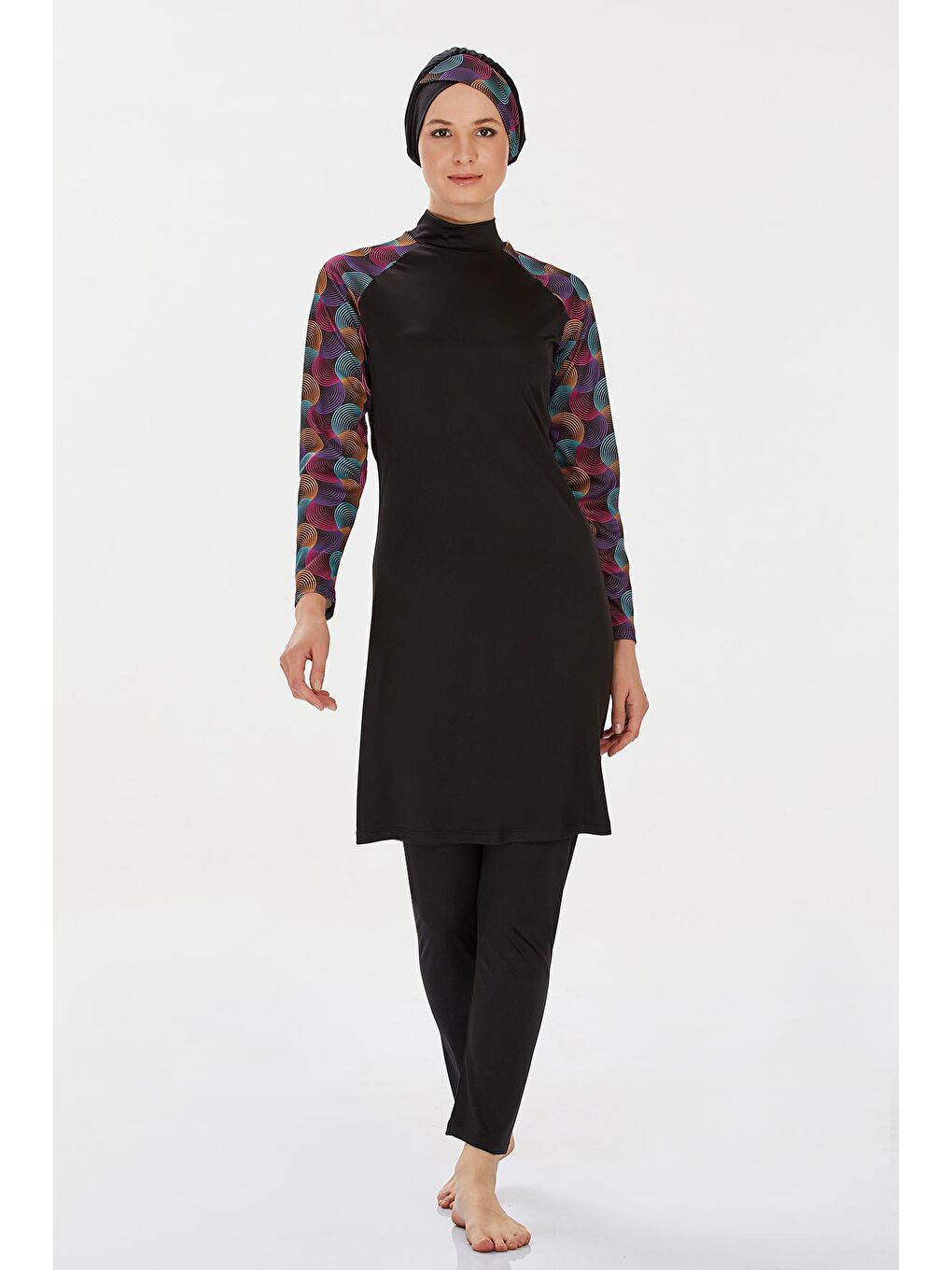 Elastanlı Tam Kapalı Tesettür Mayo  Mıla 9232 Siyah-2