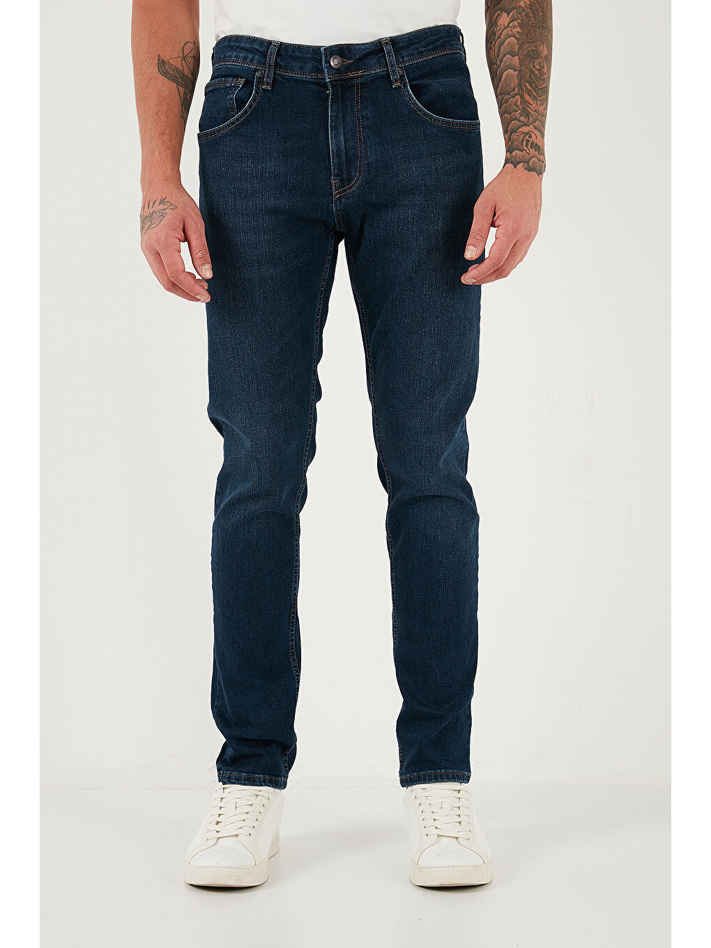 Lacivert Pamuklu Slim Fit Yüksek Bel Dar Paça Jeans 3300C28TOKYO-2