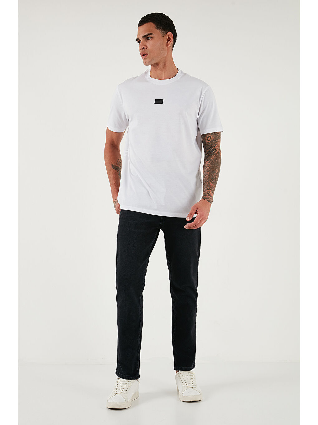 Siyah Streç Pamuklu Comfort Fit Yüksek Bel Boru Paça Jeans 4412C14TEXAS