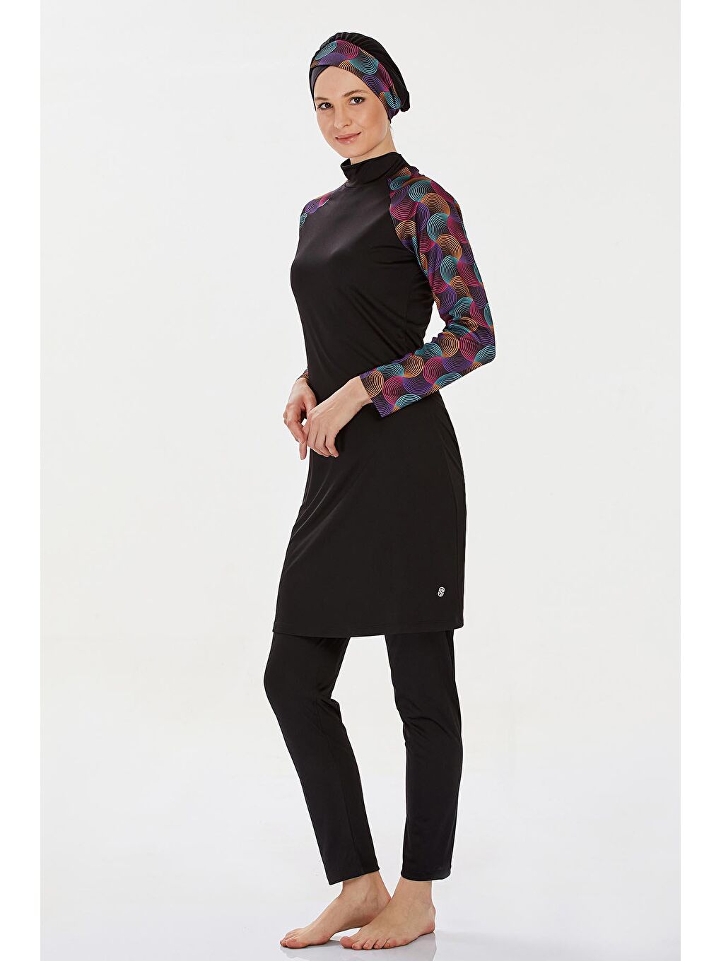 Elastanlı Tam Kapalı Tesettür Mayo  Mıla 9232 Siyah-3