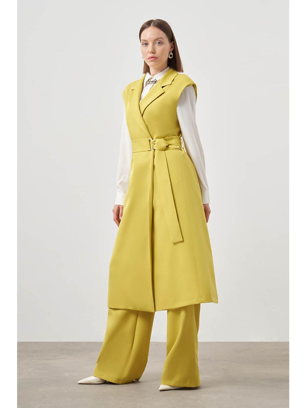 Tokalı Double Uzun Yağ Yeşili Yelek-1