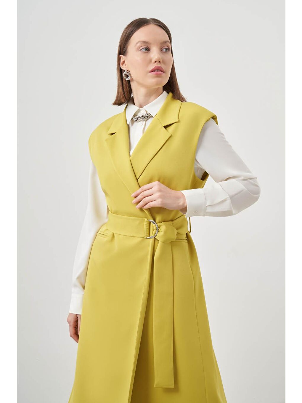 Tokalı Double Uzun Yağ Yeşili Yelek-2