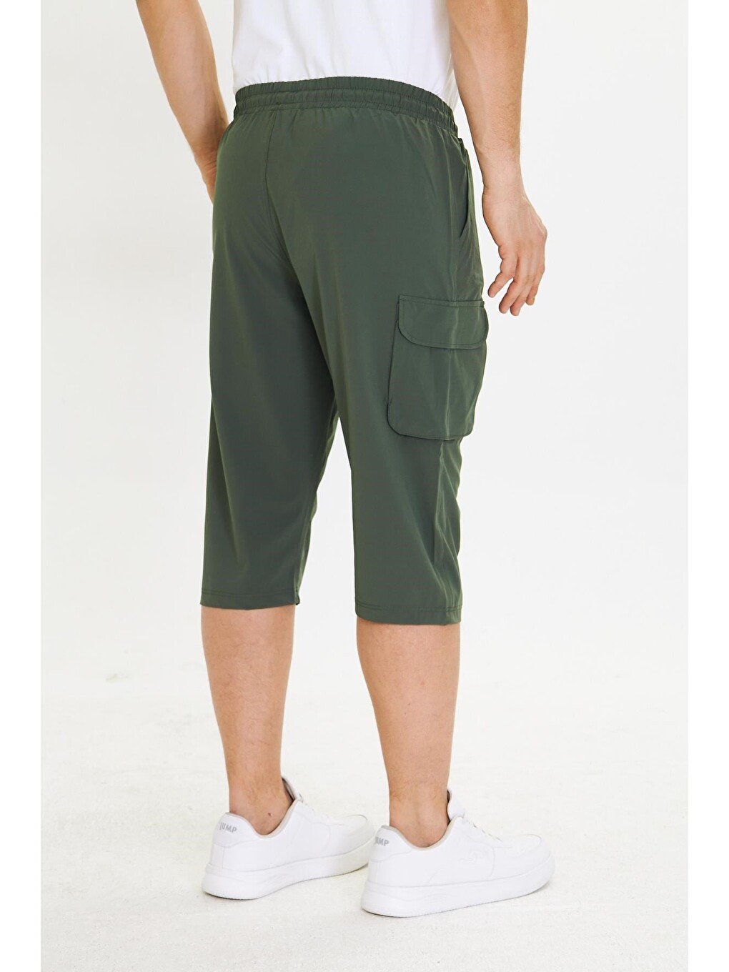Erkek Büyük Beden Stretchfit Kargo Cepli Esnek Kapri Haki-6035b-6