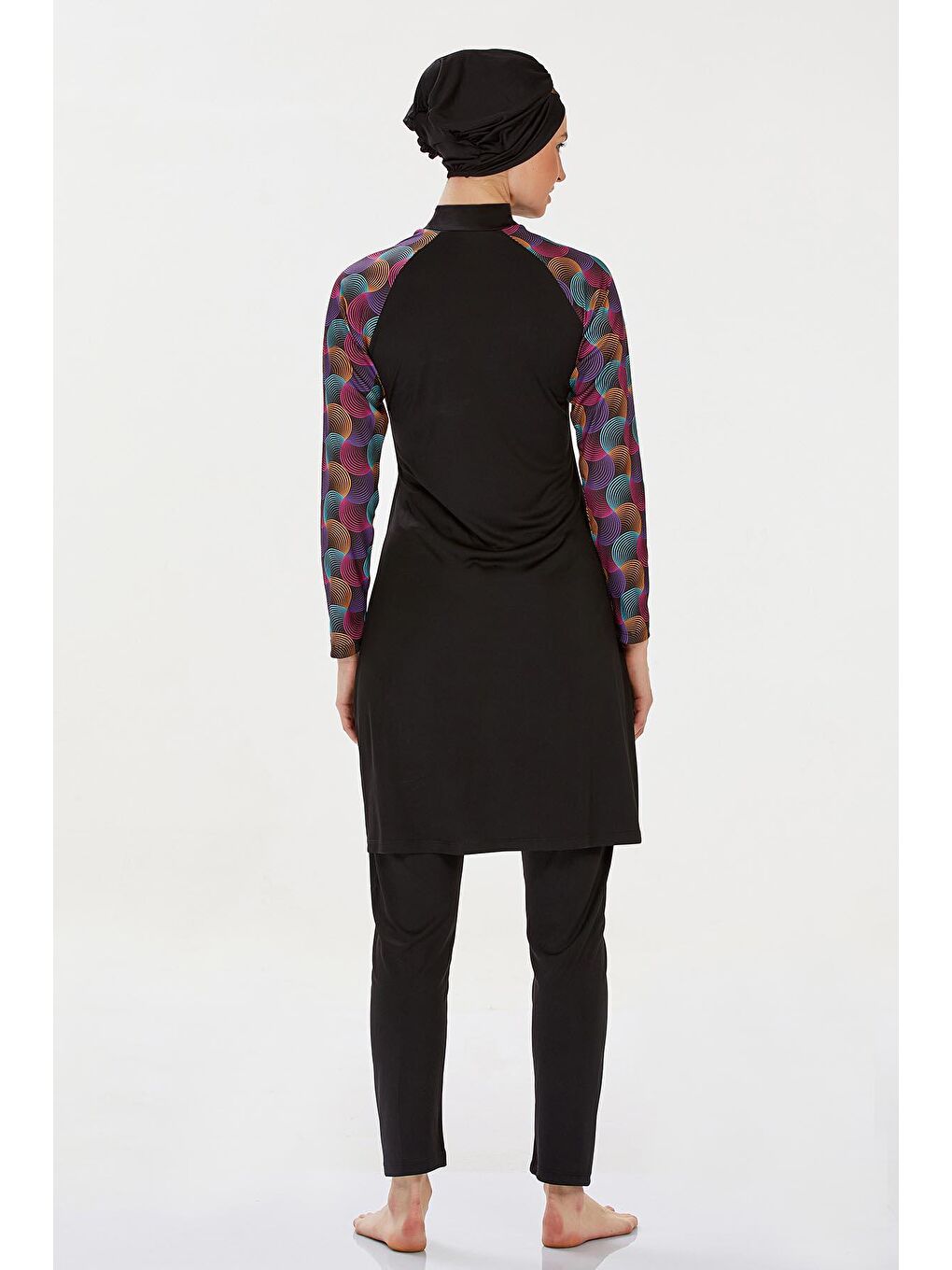 Elastanlı Tam Kapalı Tesettür Mayo  Mıla 9232 Siyah-4