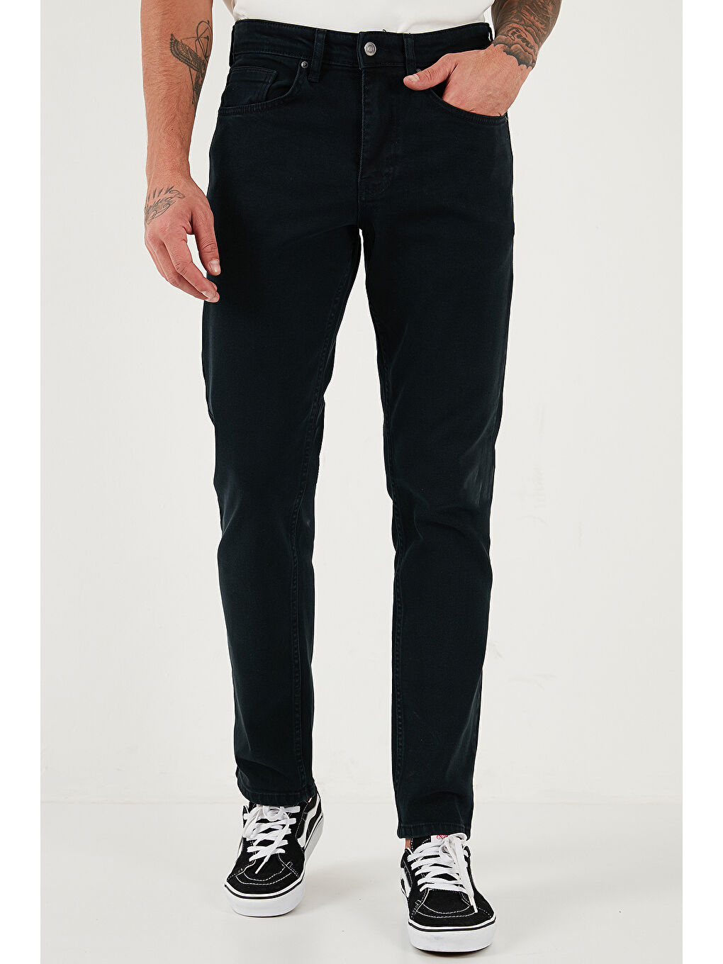 Lacivert Pamuklu Comfort Fit Normal Bel Düz Paça Jeans 412C05TEXAS-1