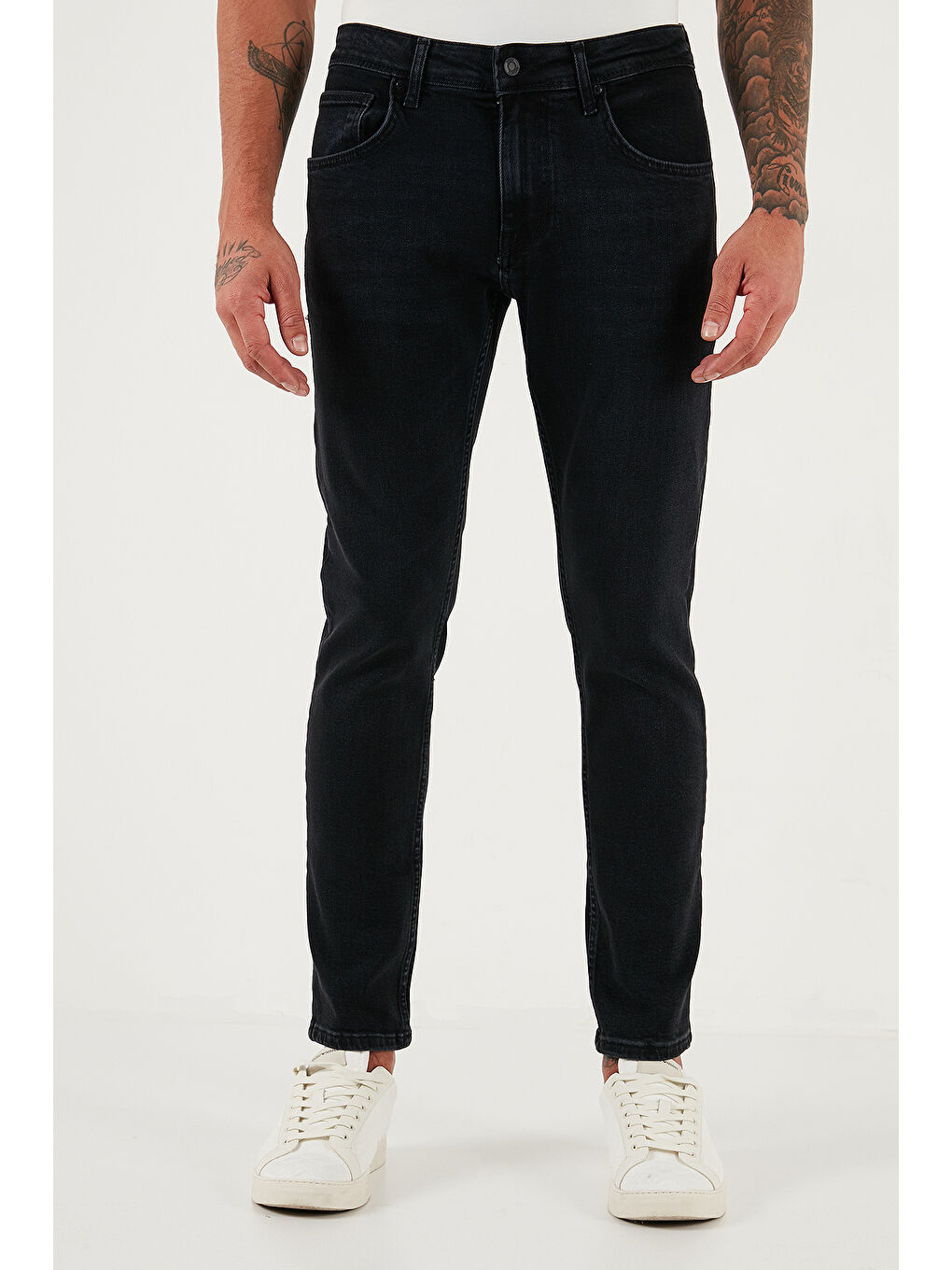 Siyah Streç Pamuklu Slim Fit Yüksek Bel Dar Paça Jeans 3300C14TOKYO-1