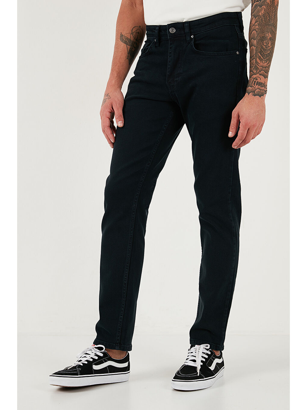 Lacivert Pamuklu Comfort Fit Normal Bel Düz Paça Jeans 412C05TEXAS-2