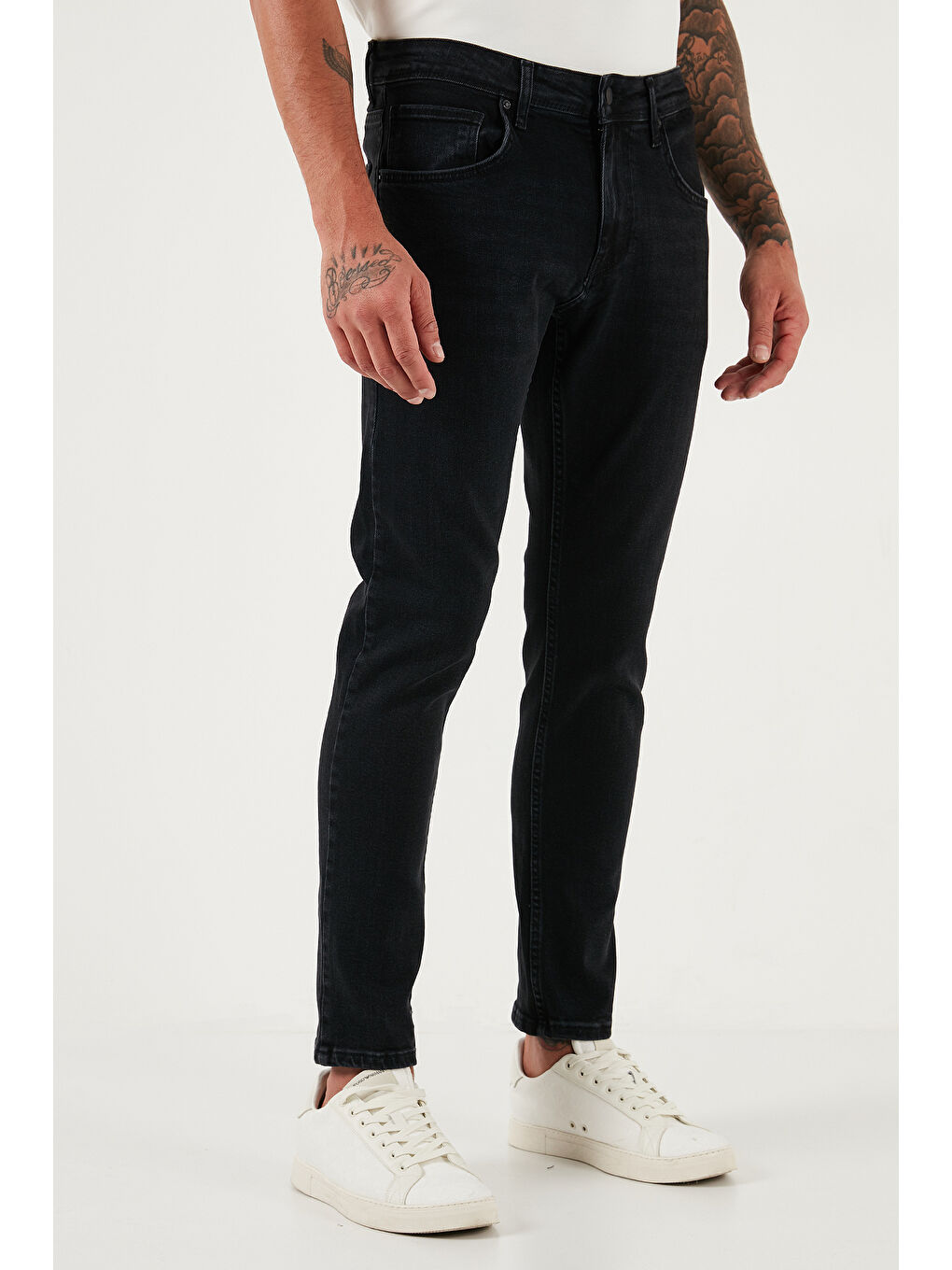 Siyah Streç Pamuklu Slim Fit Yüksek Bel Dar Paça Jeans 3300C14TOKYO-2