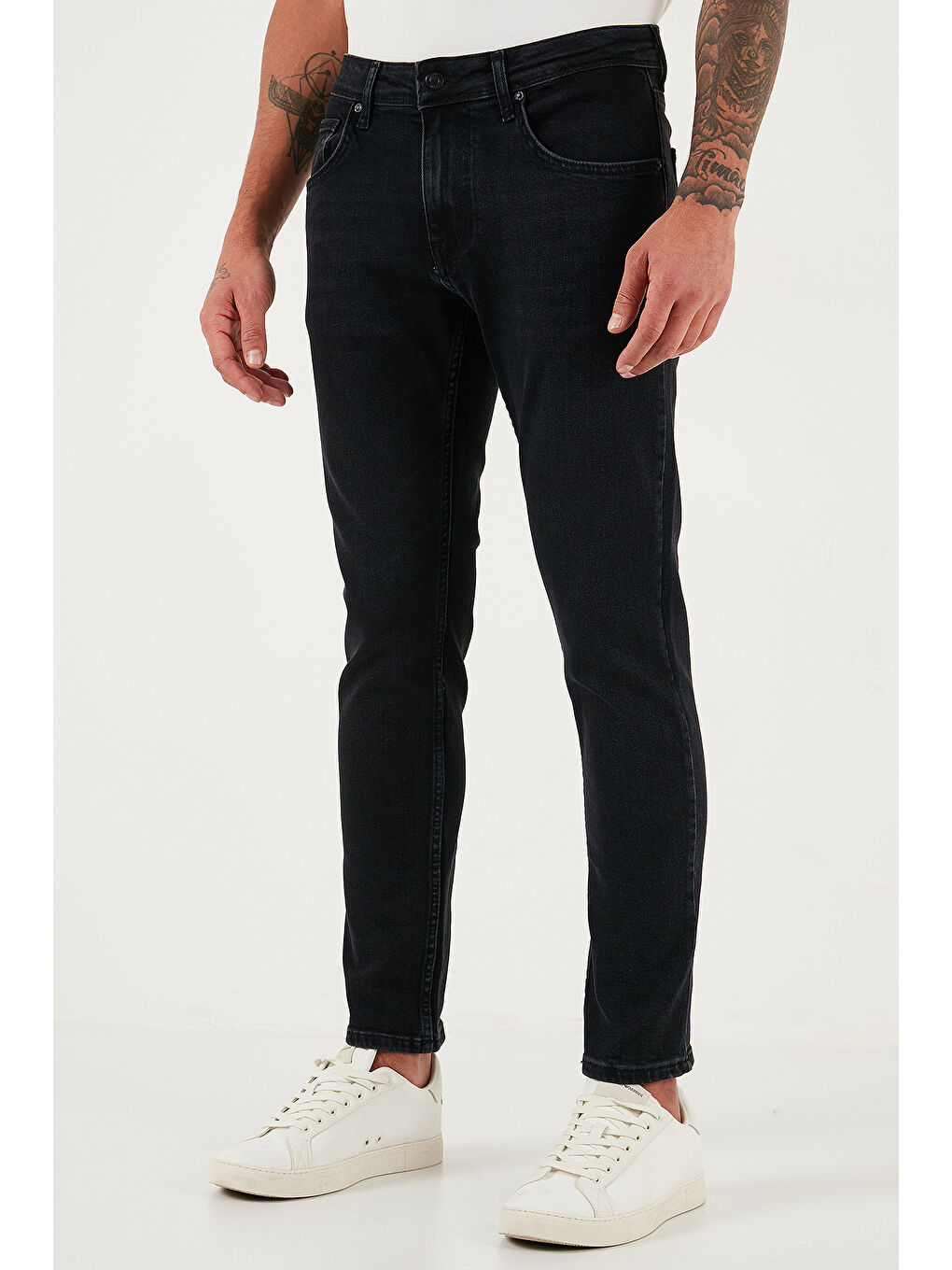 Siyah Streç Pamuklu Slim Fit Yüksek Bel Dar Paça Jeans 3300C14TOKYO-3