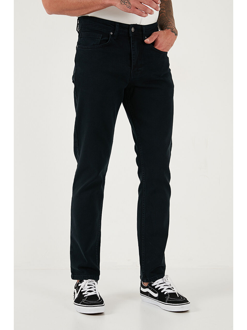 Lacivert Pamuklu Comfort Fit Normal Bel Düz Paça Jeans 412C05TEXAS-3