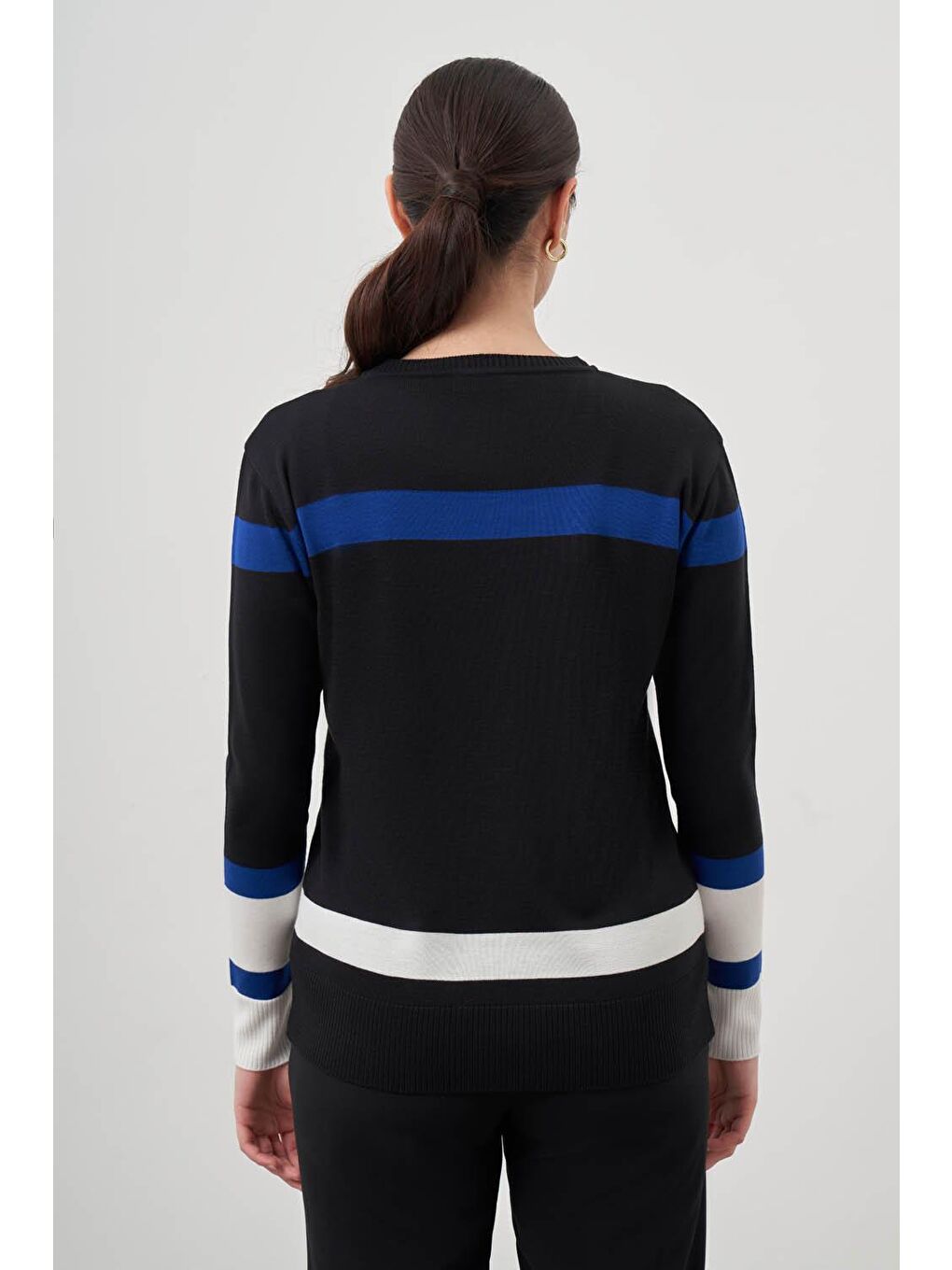 Mizalle Blok Renkli Rayon Siyah/Mavi Bluz - 2