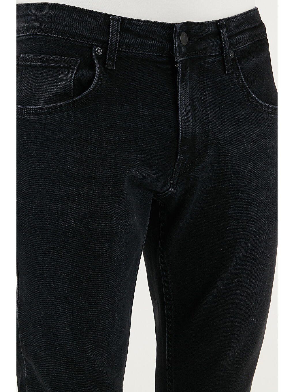 Siyah Streç Pamuklu Slim Fit Yüksek Bel Dar Paça Jeans 3300C14TOKYO-5