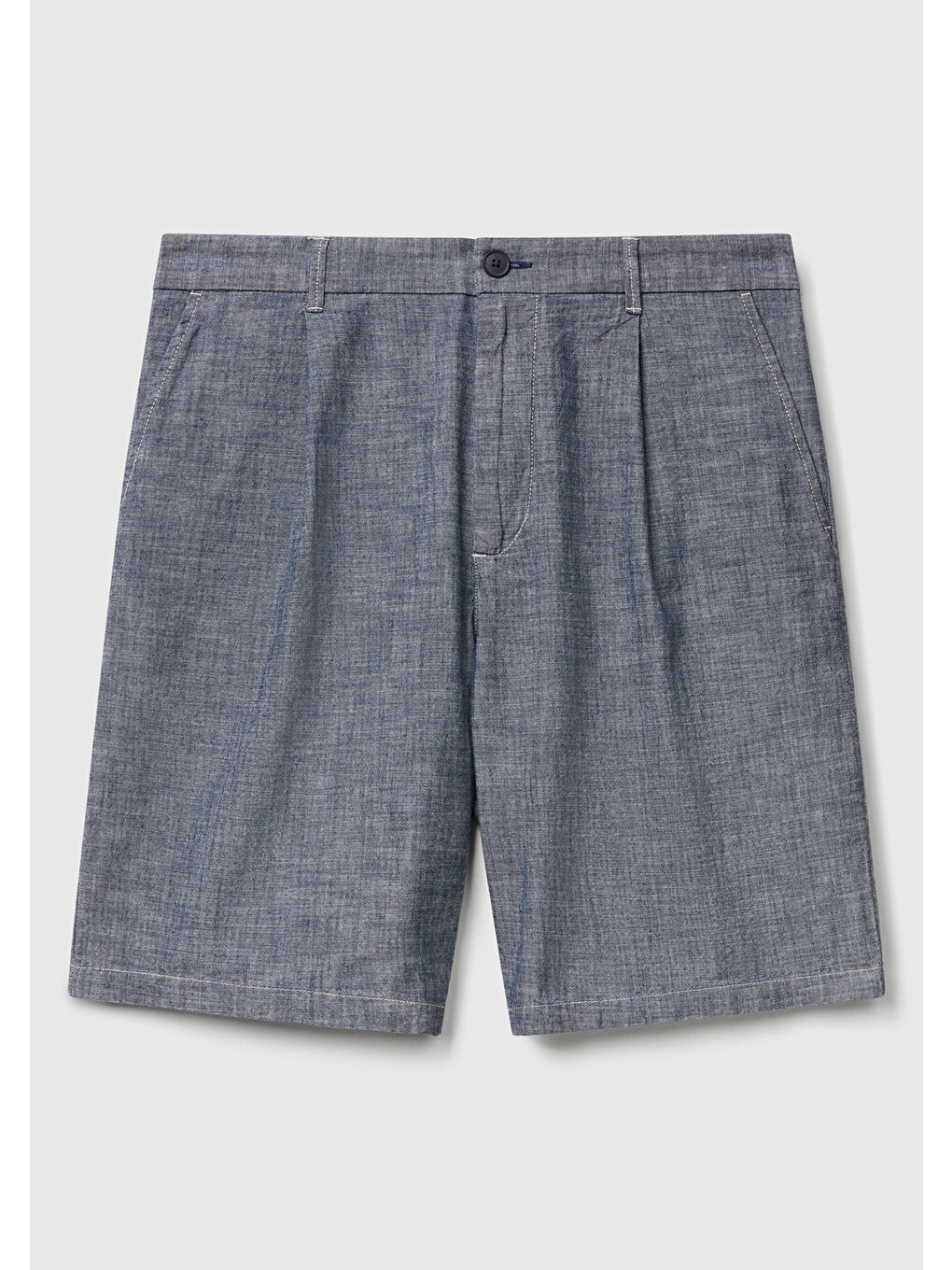 Erkek Mavi %100 Pamuk Beli Lastikli Şamre Denim Şort