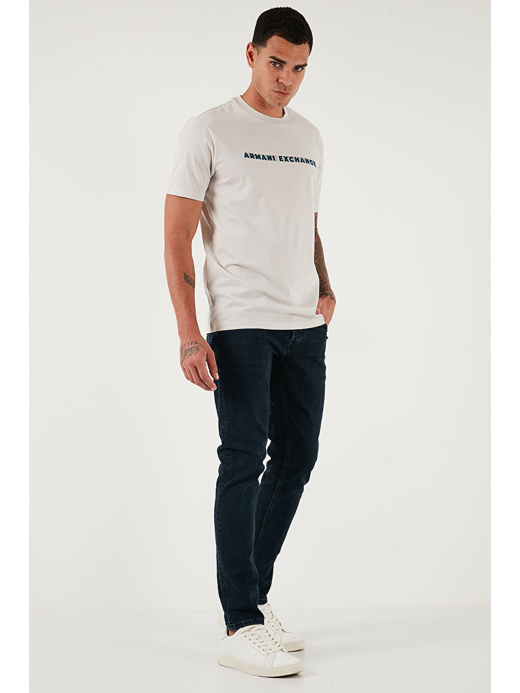 Lacivert Streç Pamuklu Slim Fit Normal Bel Dar Paça Jeans 1124C47NAPOLI