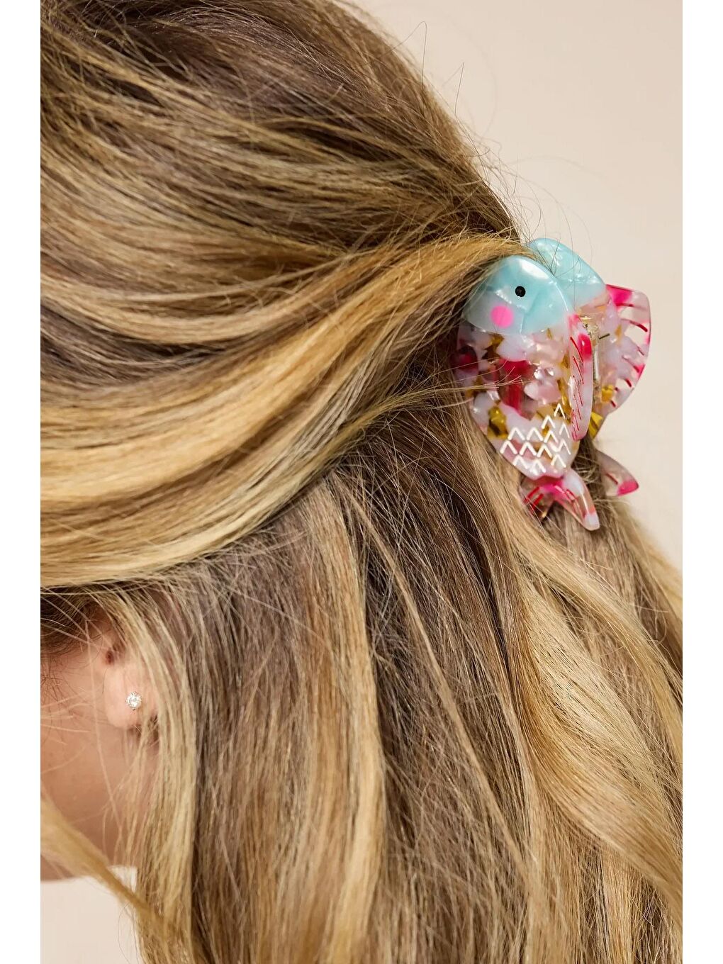 Karışık Renkli Balık Asetat Mandal Saç Tokası-2