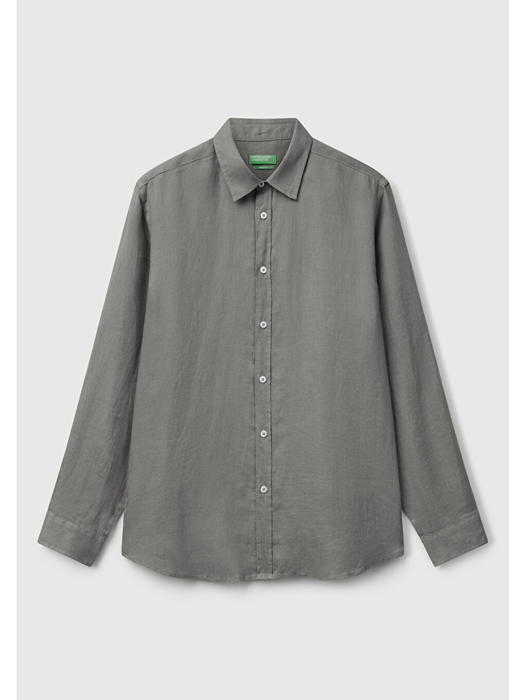 Erkek Gri %100 Keten Gömlek-1