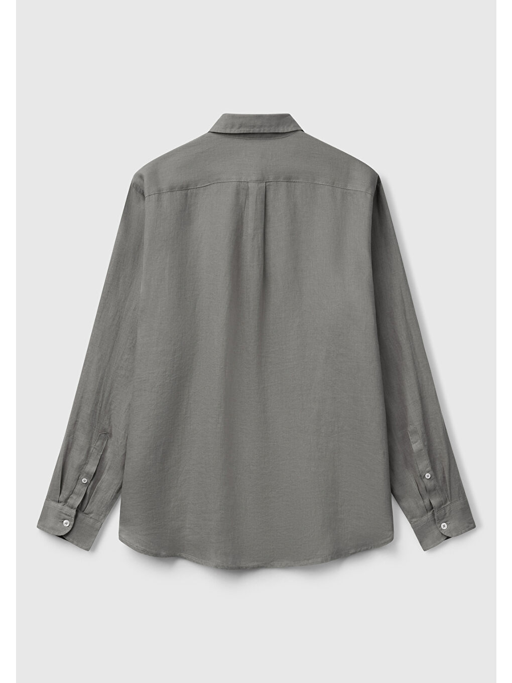 Erkek Gri %100 Keten Gömlek-3