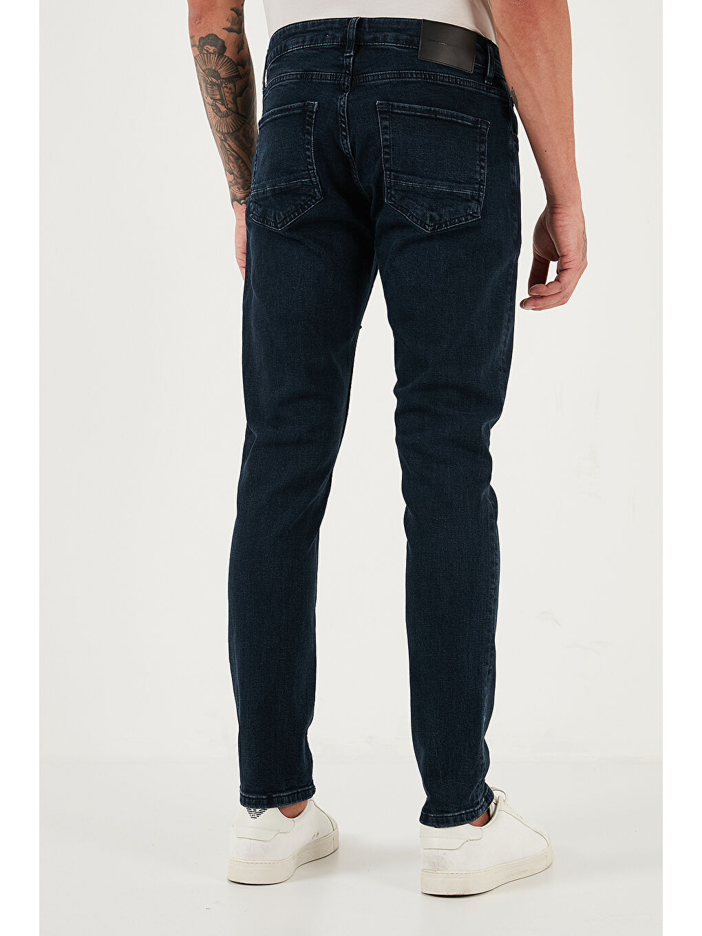 Lacivert Streç Pamuklu Slim Fit Normal Bel Dar Paça Jeans 1124C47NAPOLI-4