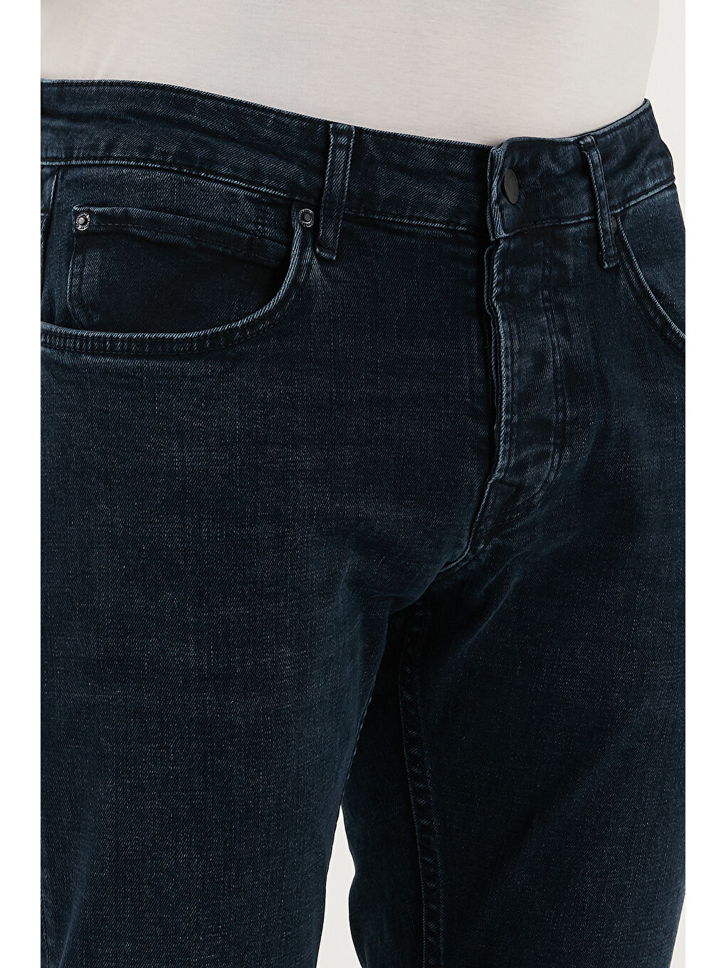 Lacivert Streç Pamuklu Slim Fit Normal Bel Dar Paça Jeans 1124C47NAPOLI-5