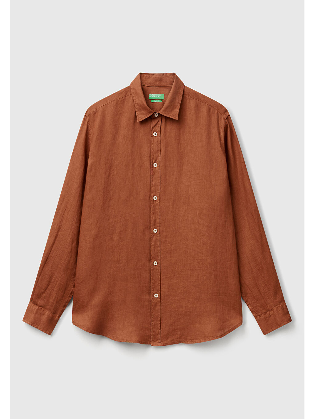 Erkek Koyu Kahverengi %100 Keten Gömlek-1