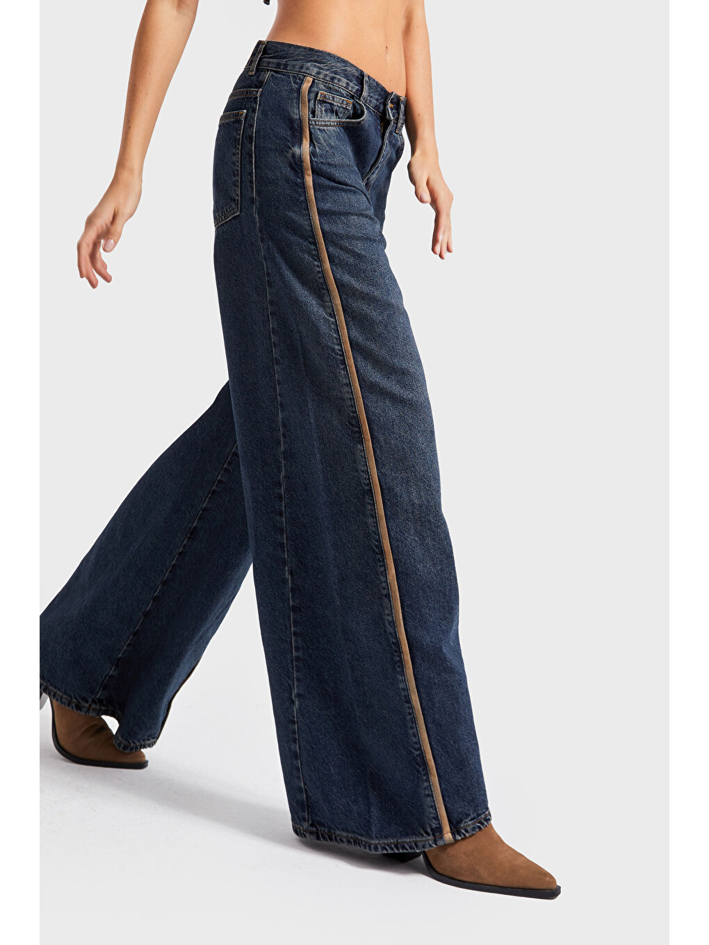 Mavi Kadın T.Kot Rengi 2w5-8 Palazzo Fit Yan Şerit Süet Detaylı İç Boy 80cm %100 Pamuk Denim Jean-1