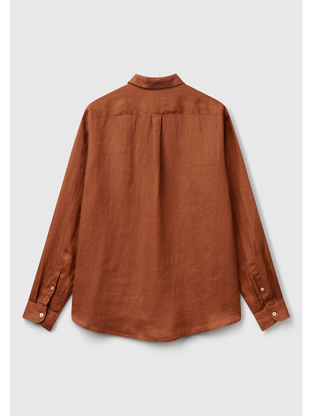 Erkek Koyu Kahverengi %100 Keten Gömlek-3