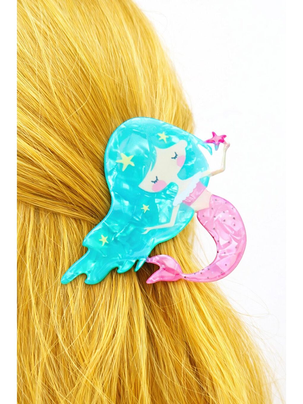 Karışık Sedefli Deniz Kızı Asetat Mandal Saç Tokası-1