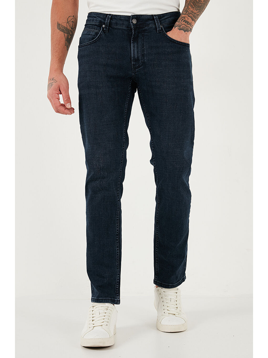 Lacivert Pamuklu Regular Fit Normal Bel Boru Paça Jeans 2211C27PARMA-1