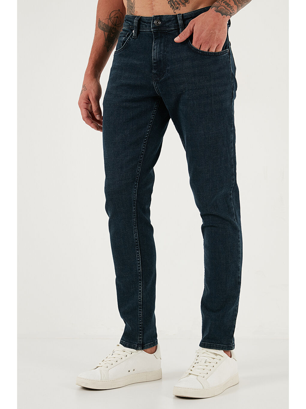 Mavi Streç Pamuklu Slim Fit Yüksek Bel Dar Paça Jeans 3300C46TOKYO-3