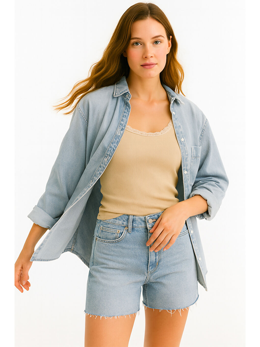 Bej Kaşkorse Dantel Askılı Kadın Atlet-3