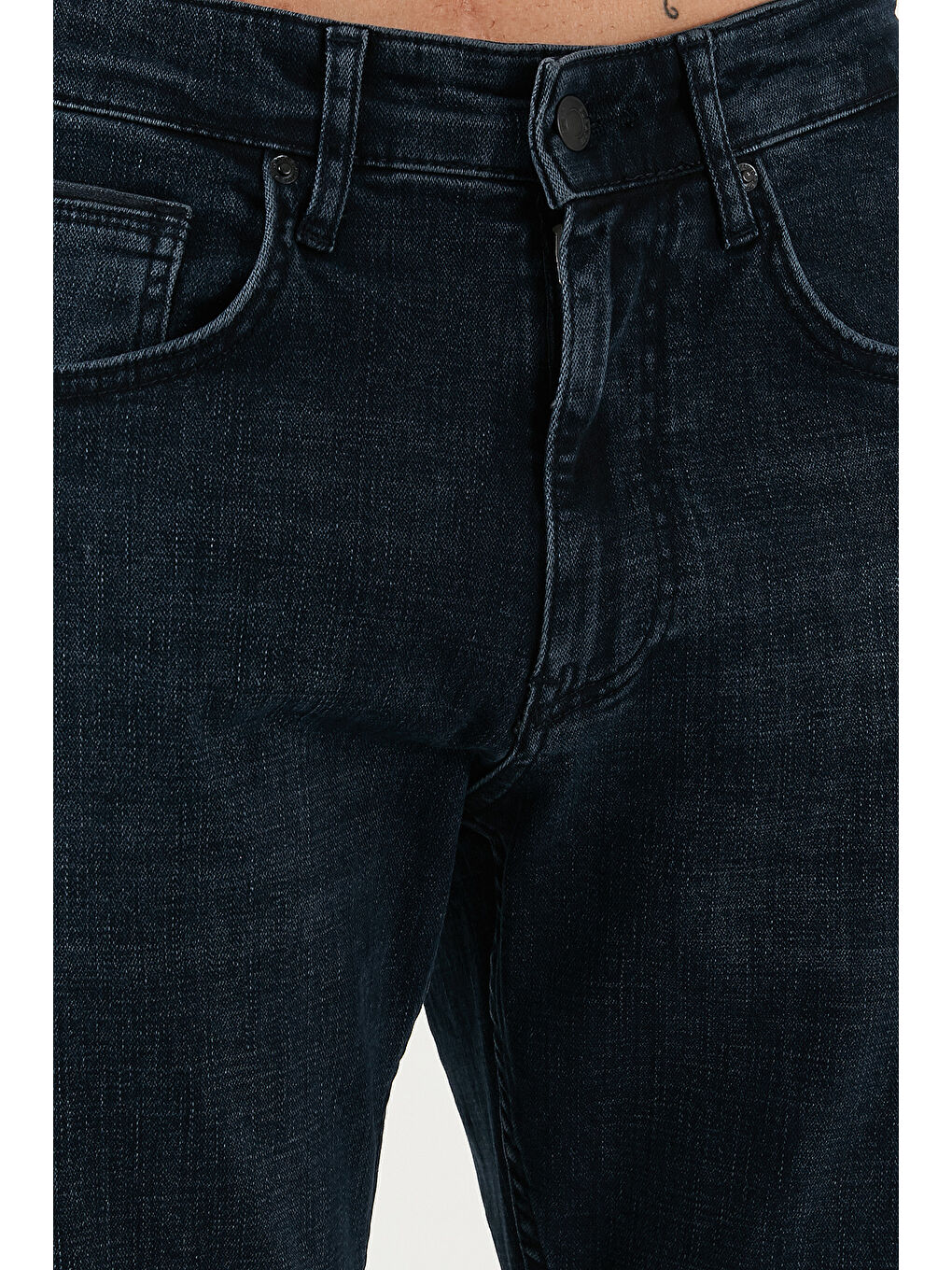 Lacivert Streç Pamuklu Comfort Fit Yüksek Bel Boru Paça Jeans 4412C27TEXAS-4