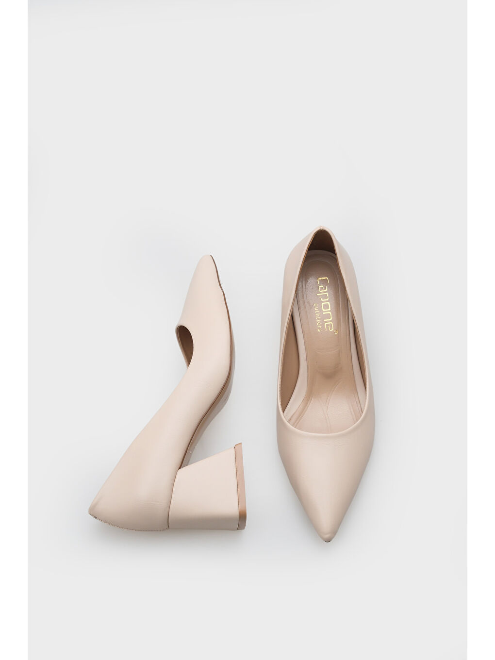 Bej Orta Topuklu Yumuşak Pedli Taban Kadın Ayakkabı-4