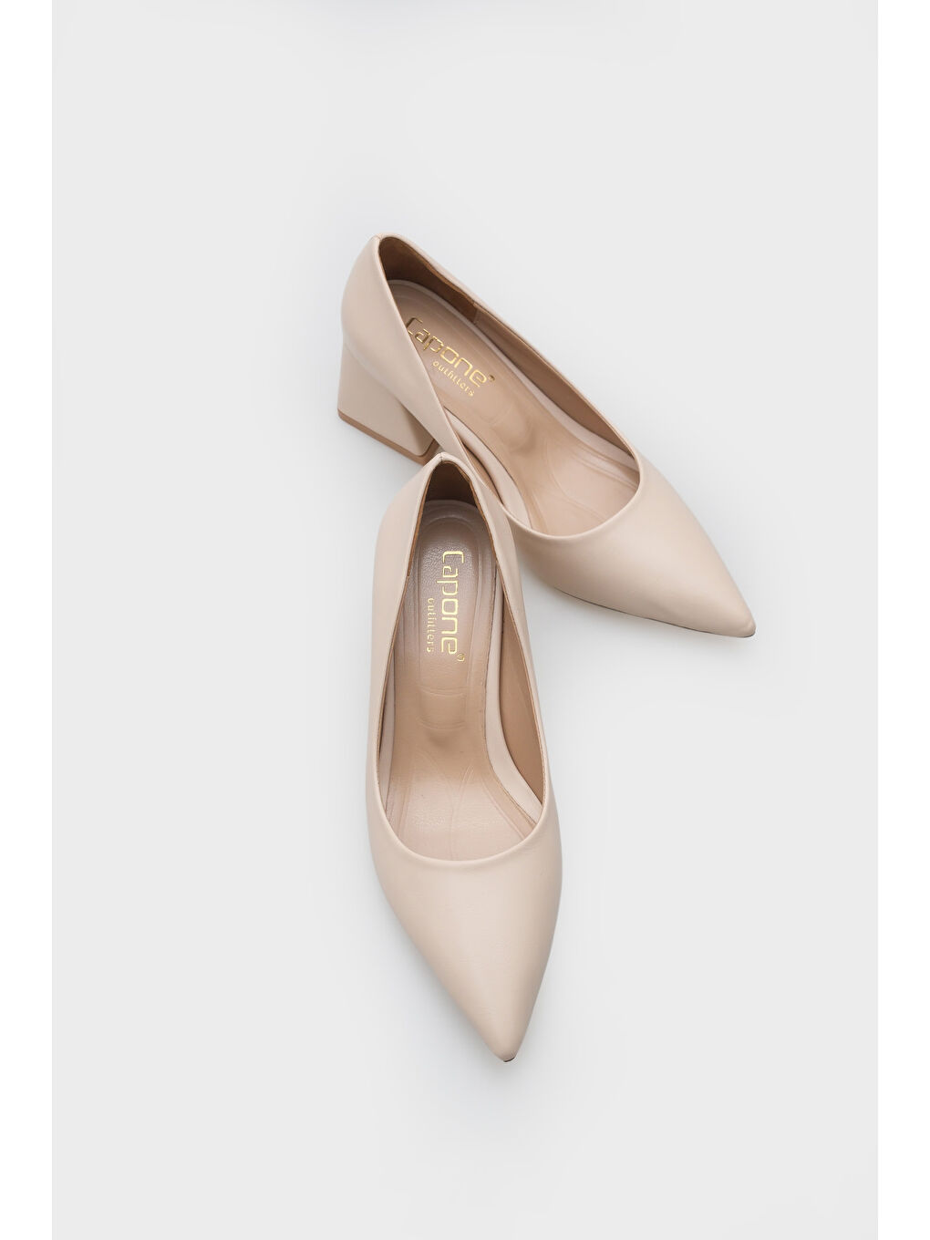 Bej Orta Topuklu Yumuşak Pedli Taban Kadın Ayakkabı-5