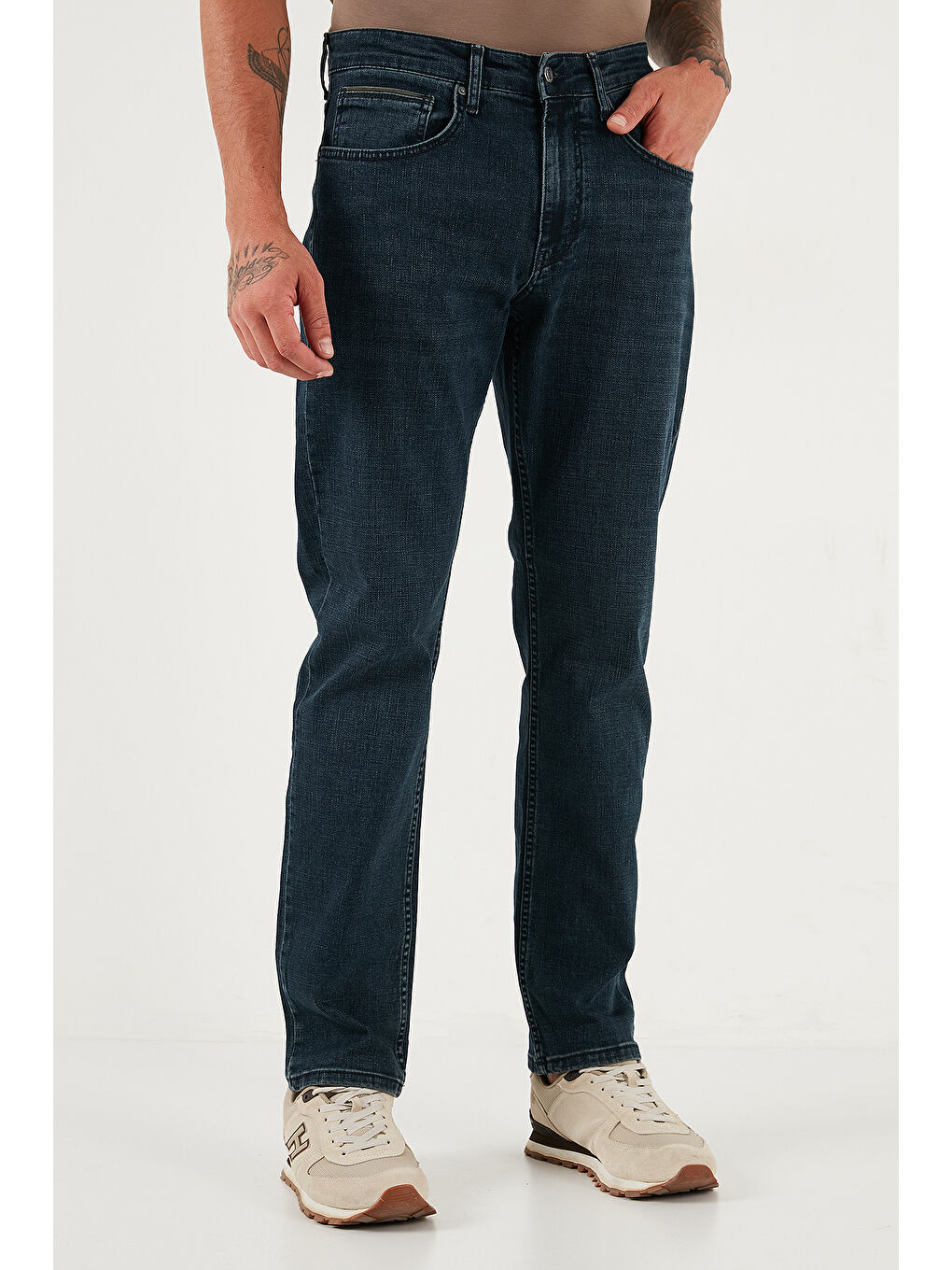 Mavi Streç Pamuklu Comfort Fit Yüksek Bel Boru Paça Jeans 4412C26TEXAS-1