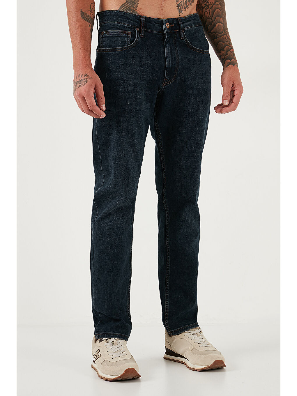 Mavi Streç Pamuklu Comfort Fit Yüksek Bel Boru Paça Jeans 4412C25TEXAS-1
