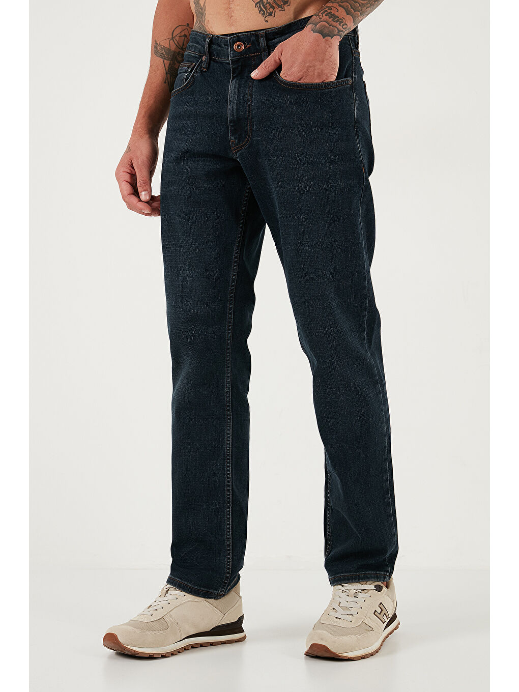 Mavi Streç Pamuklu Comfort Fit Yüksek Bel Boru Paça Jeans 4412C25TEXAS-2