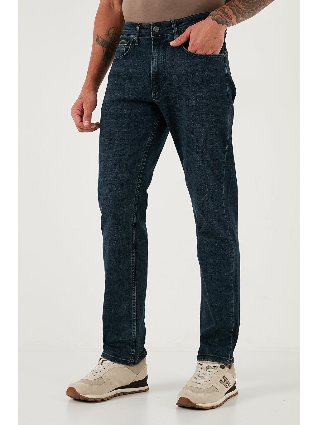 Mavi Streç Pamuklu Comfort Fit Yüksek Bel Boru Paça Jeans 4412C26TEXAS-2