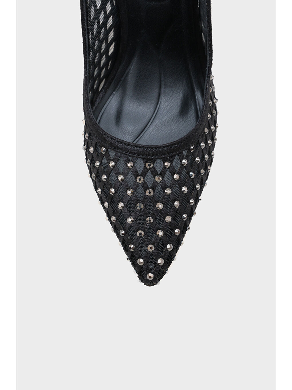 Gri Hilary Taşlı Fileli Stiletto-3