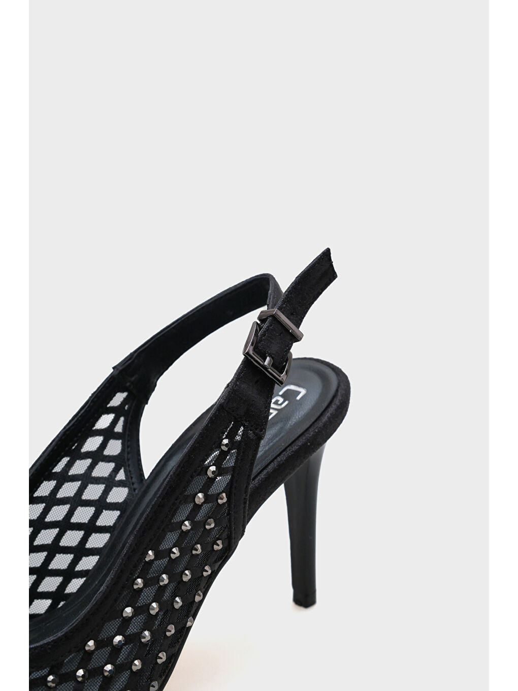 Gri Hilary Taşlı Fileli Stiletto-4