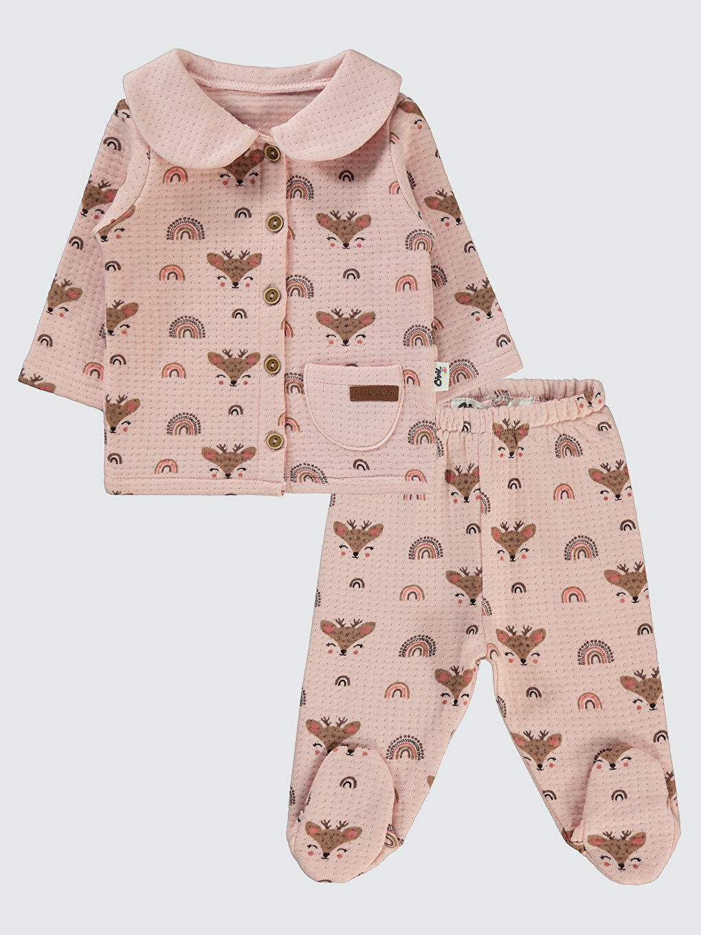 Civil Pembe Baby Kız Bebek Pijama Takımı 1-6 Ay Pudra