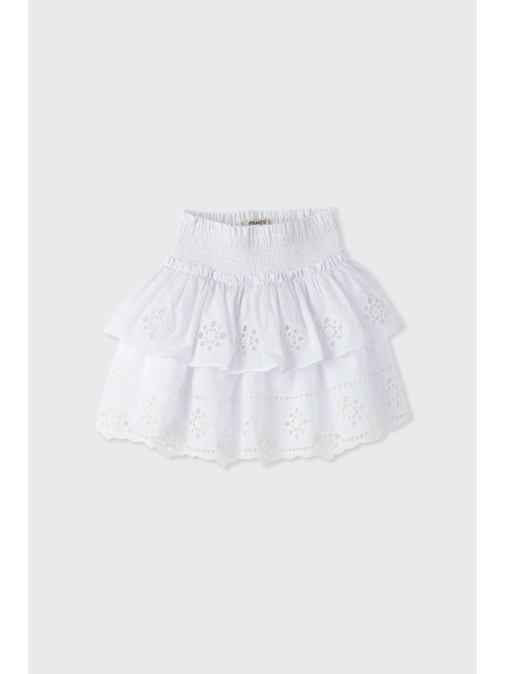 Kız Bebek Beli Büzgülü Fisto Beyaz Etek