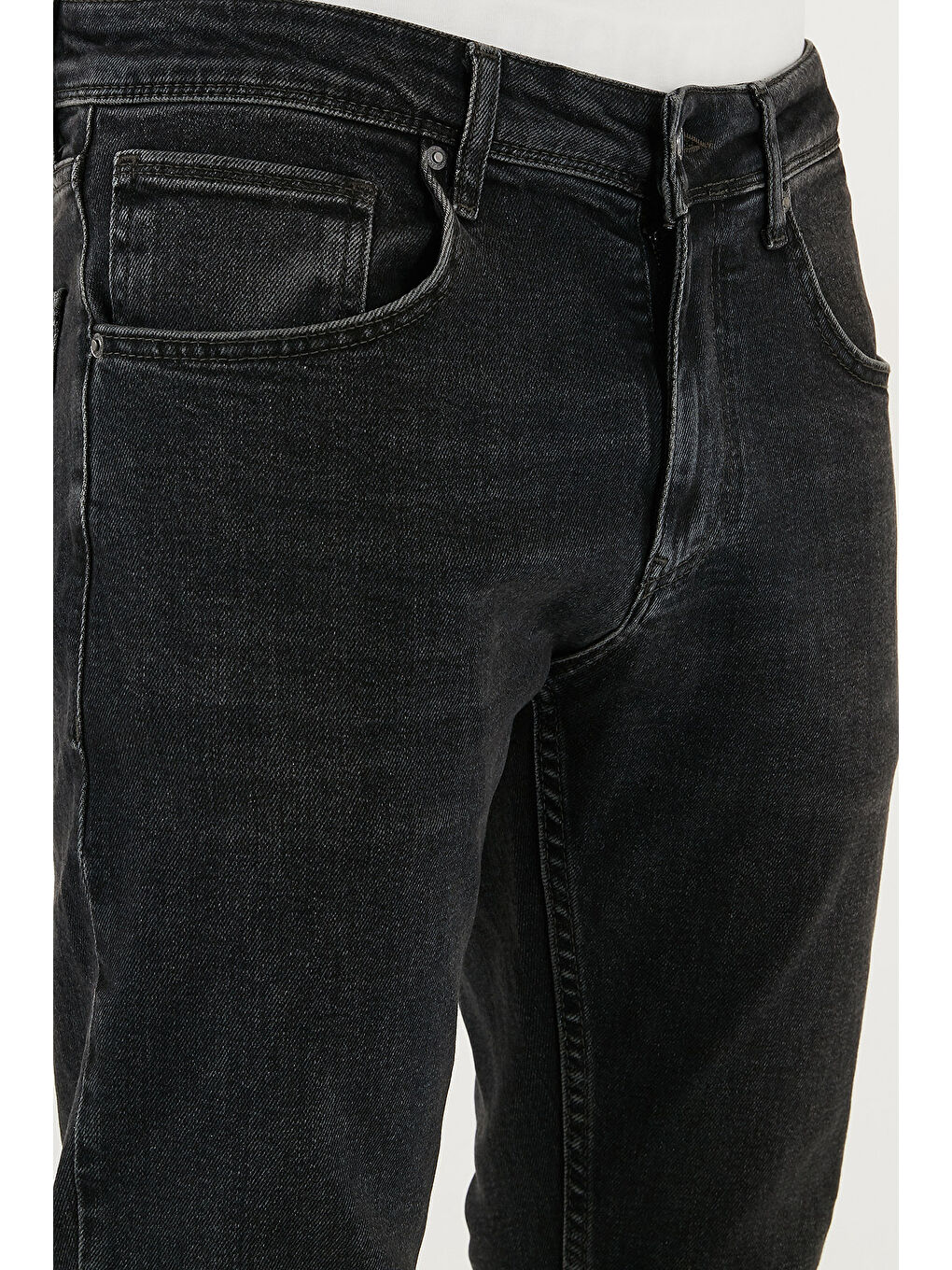 Siyah Pamuklu Slim Fit Yüksek Bel Dar Paça Jeans 3300C30TOKYO-5